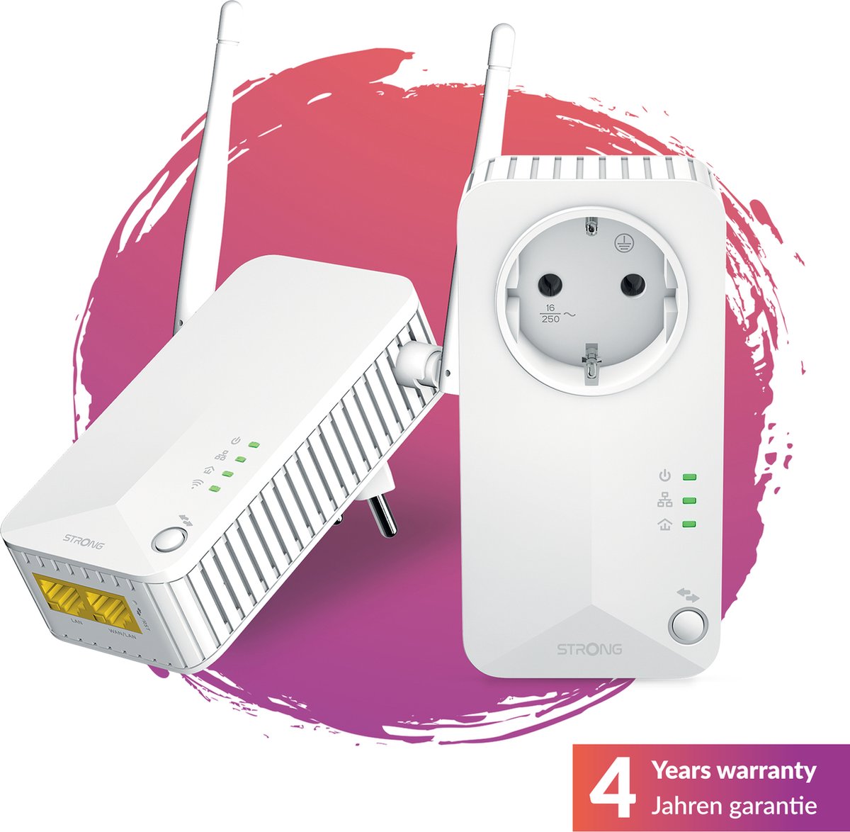 STRONG - Powerline Wifi 600 Kit - Duo Prise CPL Wifi - Powerline Kit - 600 Mbps/Wifi 300 Mbps - Compatibel met elke Box/Router - 1 Ethernetpoort + gefilterde aansluiting - Snelle installatie - Wit - 4 jaar garantie