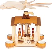 Pyramides De Noël BRUBAKER Lot De 2 - Scènes Nativité Et Ange, Bois Naturel, Détails Peints Main, 11,5 Cm De Haut