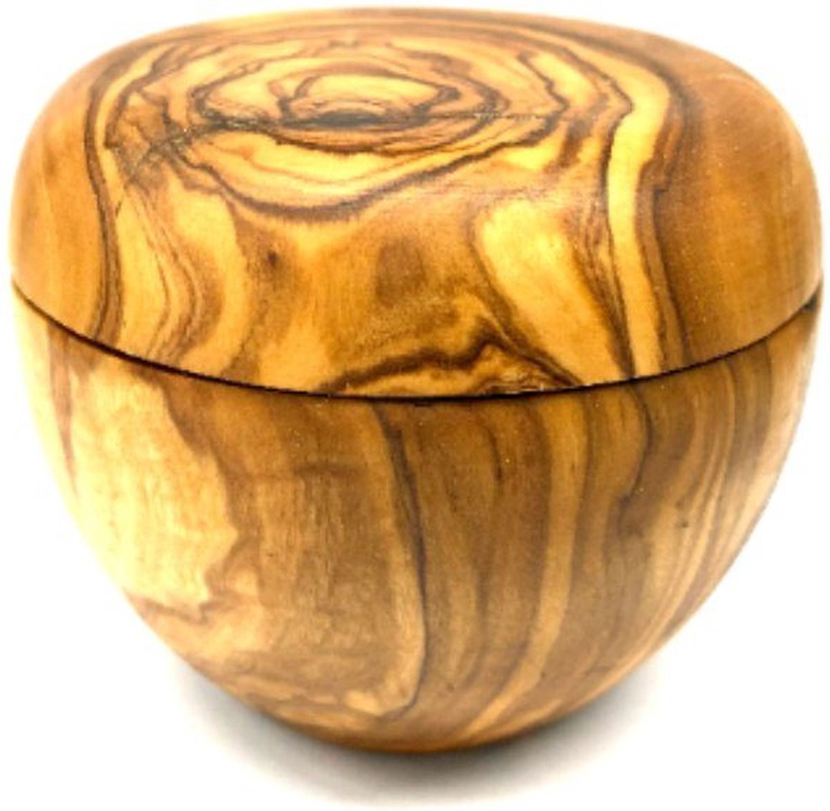 D.O.M. Olijfhouten Scheerkom met Deksel - Luxe Scheerbakje 7 cm Hoog 9 cm Diameter
