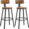 MIRA Home - Barkruk - Keukenstoel - Set van 2 - Bruin/zwart - Metaal - 37x46,5x99