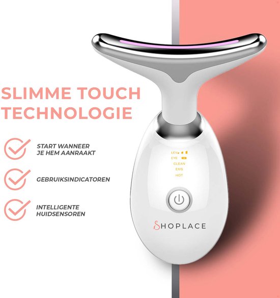 Shoplace Face Lift Huidverjongingsapparaat – Facelift apparaat– Skin care - Huidverzorging – Gezichtsreiniger - Massage – Versteviging - Verminderen van Acne, Lijnen, Rimpels en Vermoeidheid - Valentijn cadeau