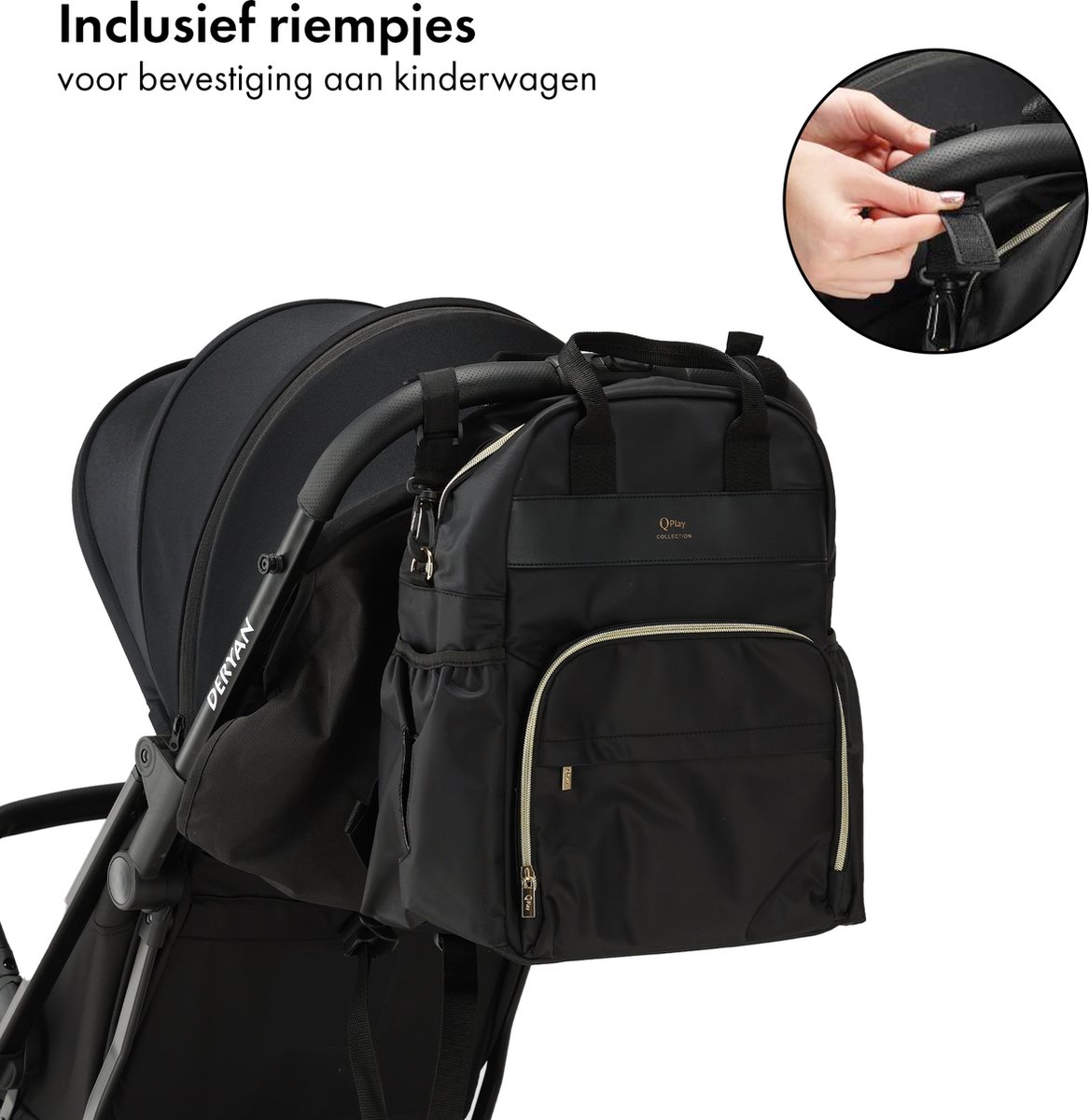 Qplay Luiertas Rugzak - Verzorgingstas Baby Tas - Zwart – foto 8
