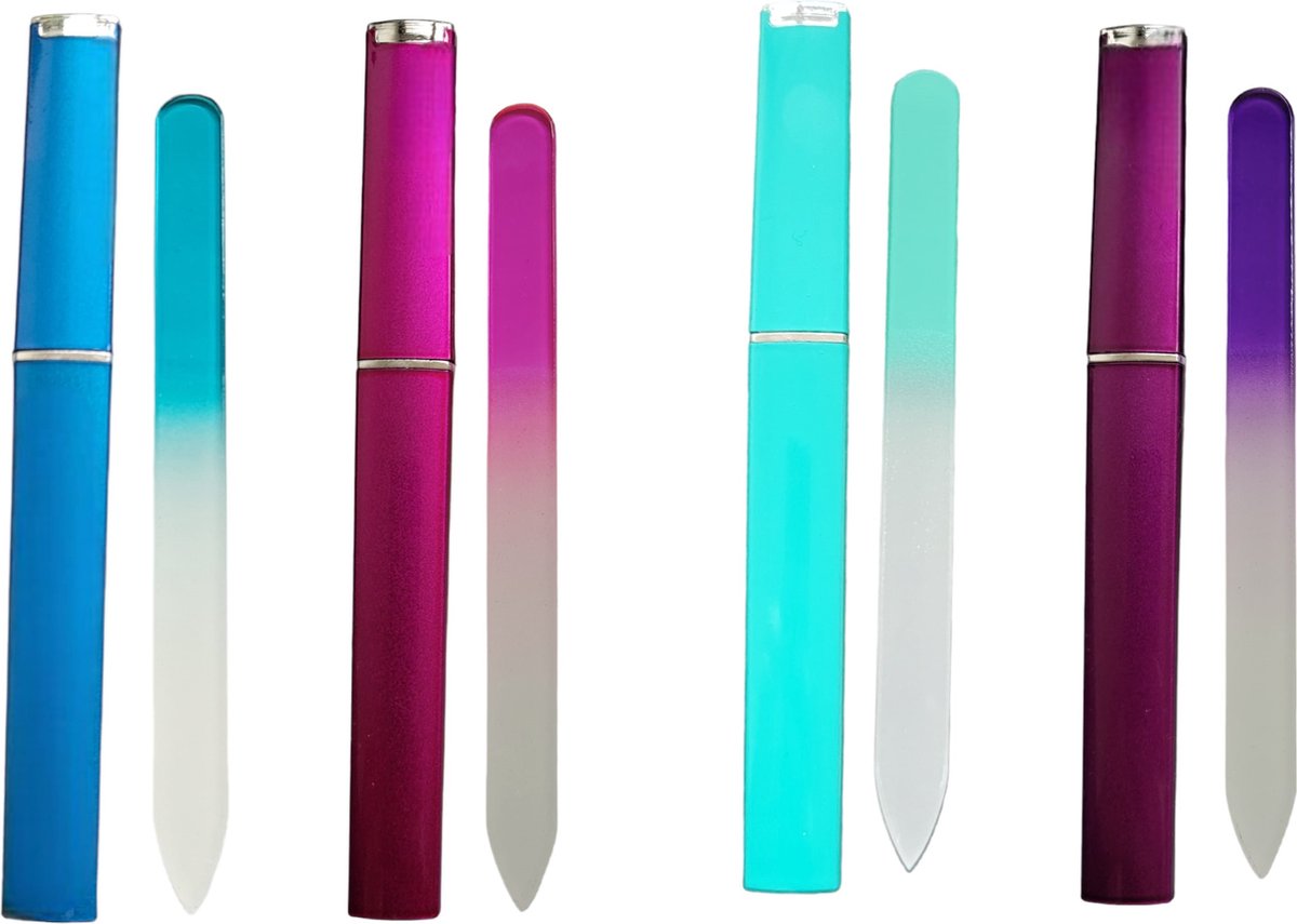 Goedkoopste Glazen Nagelvijl - 4 Stuks - Glasvijl met opbergdoosje - Manicure – oDaani