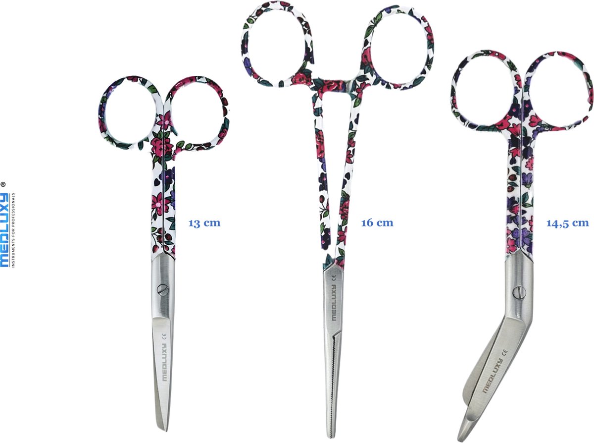 Goedkoopste MEDLUXY® - Verpleegkundige scharenset - Hoge kwaliteit RVS - Bloem print - Kocher klemschaar Verpleegkundige schaar Verbandschaar - verpleegkunde accessoires - cadeau - EHBO - verbandscharen set