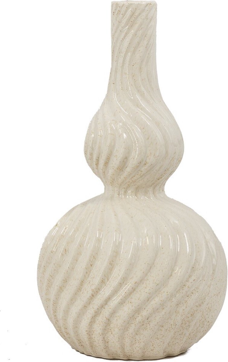 homebound by ky Aardewerk vaas curly beige | 18x18x32,5cm | bloemenvaas keramiek krullen off-white