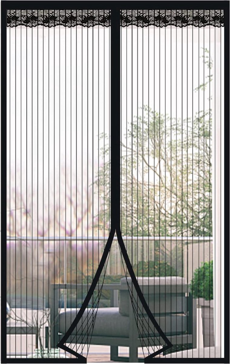 Magnetische Deurgordijn Met Muggenbescherming Voor Balkondeuren Zwart 75x210 cm