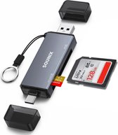 Sounix SD Kaartlezer - USB-C/USB 3.0 Card Reader - OTG Kaartlezer - High Speed Cardreader voor SD/Micro SD - Aluminium Behuizing - Grijs