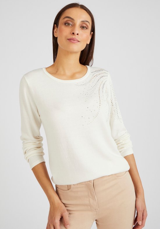 Damart - Trui met mooie studs - Dames - Bruin - M