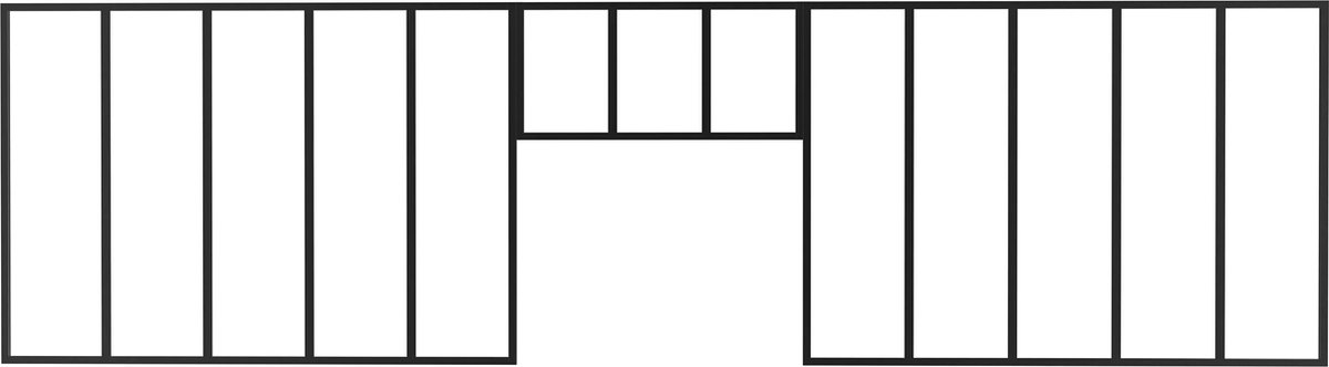 Vente-unique Set van 2 werkplaatsramen met bovenramen van gepoedercoat aluminium - 2 x L150 x H105 + L83 x H40 cm - Zwart - BAYVIEW