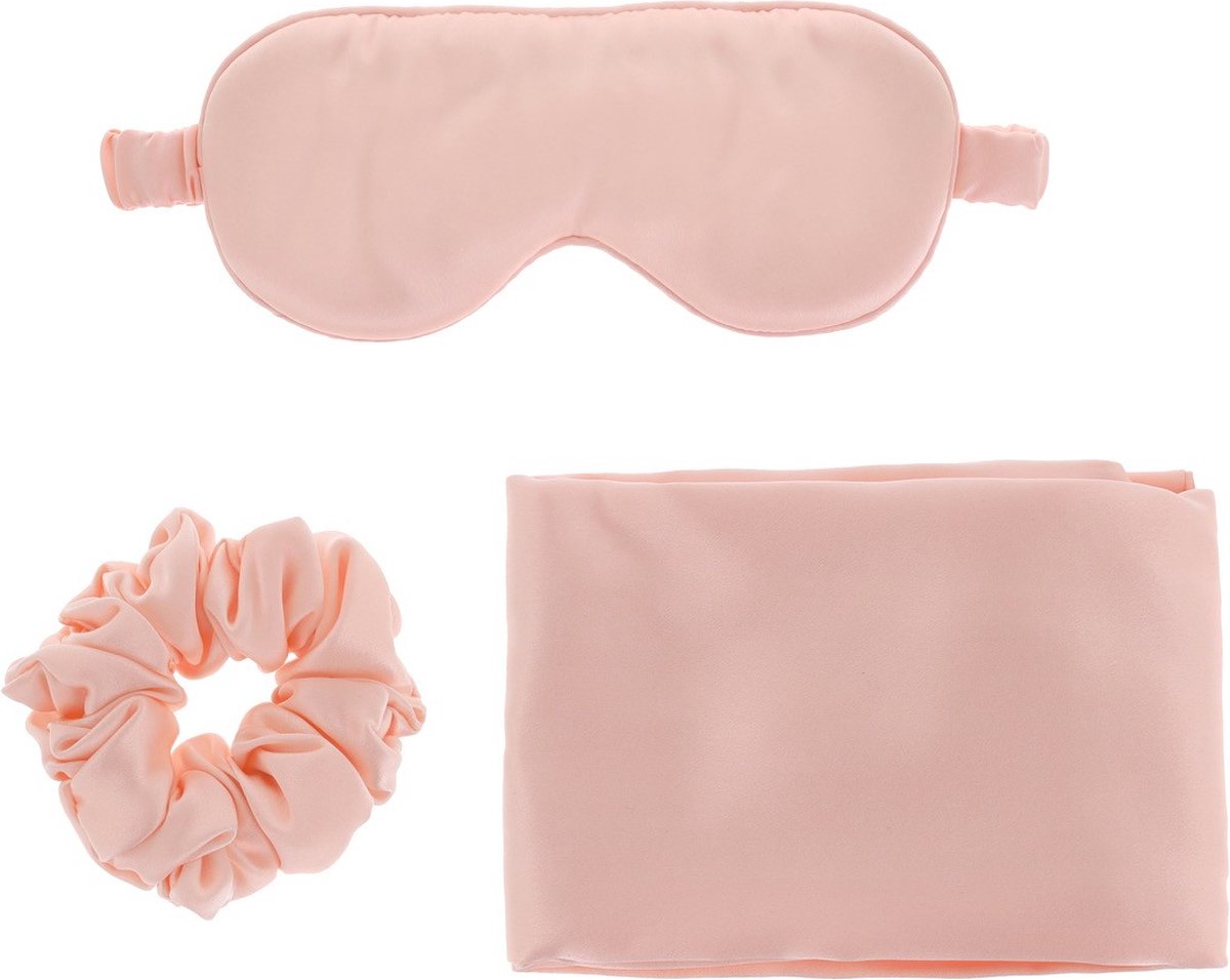 Goedkoopste The silk gift - 100 Moerbei Zijden slaapkit - Roze - Premium Kussensloop, Slaapmasker & Scrunchie - Ultiem Comfort, Huid- & Haarverzorging - hypoallergeen - anti rimpel - anti pluis - Cadeau - Giftset Vrouw - cadeaupakket - Gift Set