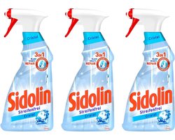 Sidolin All-in-1 Glasreiniger Streepvrij - 3x 500 ml MULTI-VERPAKKING | Ruitenreiniger voor een perfecte glans en tegen microscheuren