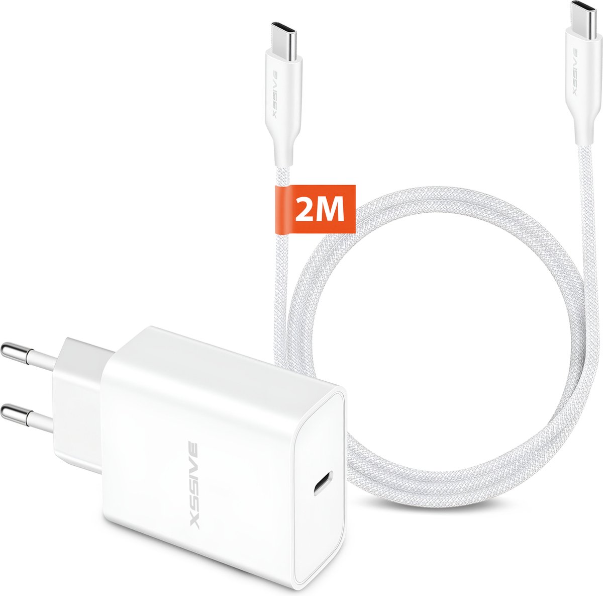 Snellader Set - 20W Power Delivery - 2 Meter - USB C naar USB C Oplader met Kabel - Xssive Origineel