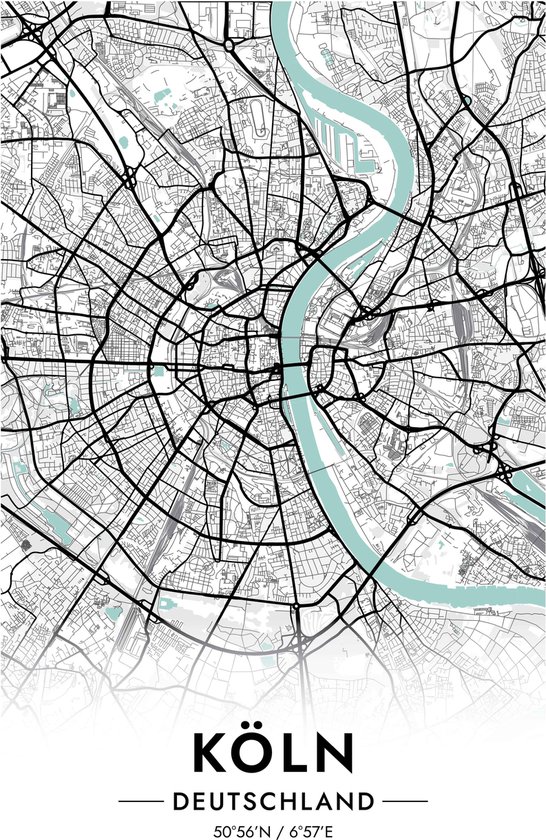 Köln Poster | Duitsland Poster | Blauw Poster | Map Poster | Köln City ...