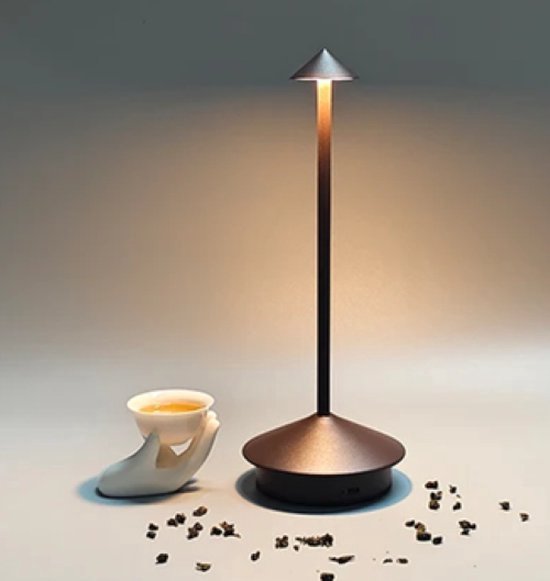 Idena 50157 - LED Tischlampe Touch Fado, dimmbare Nachttischlampe mit USB-C, Lampe für Innen, Tischleuchte in Grau, ca. 10 x 16,5 cm
