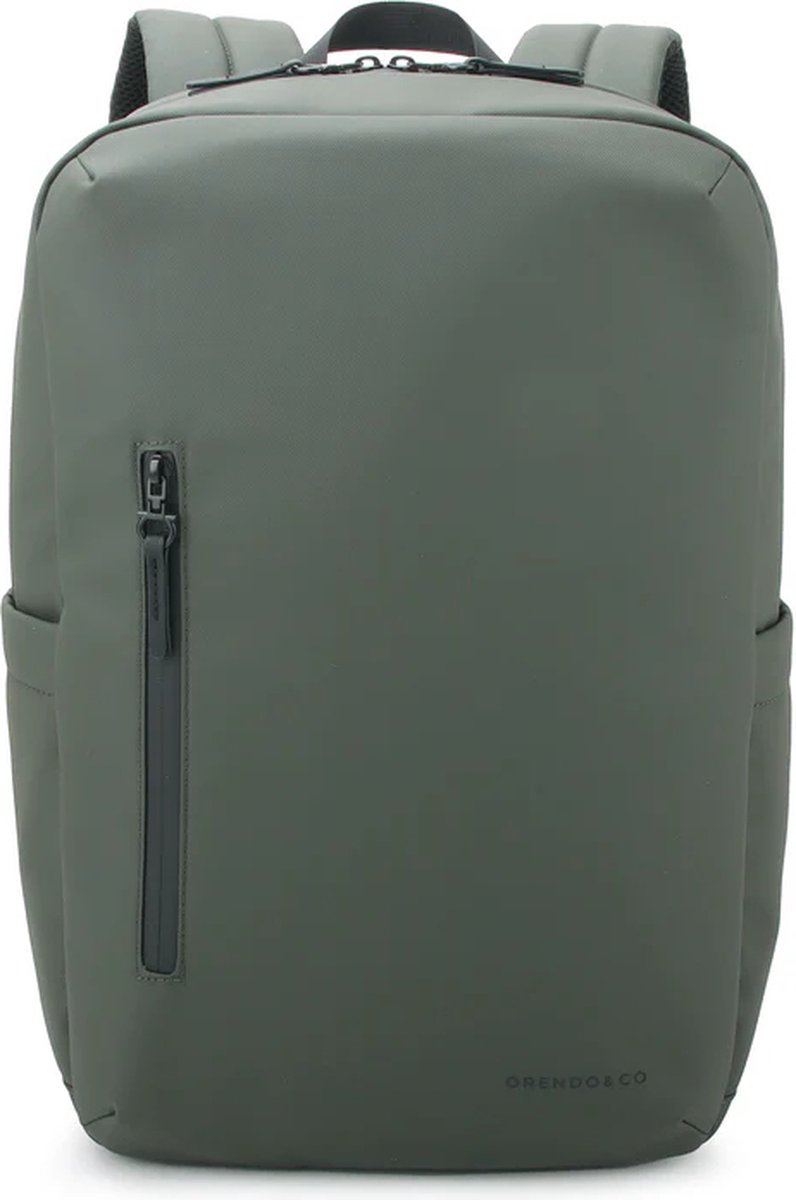 Orendo&Co: Classic Everyday Backpack | Groen | 900D PU Coated Materiaal | Waterafstotend | Duurzaam | 16" Laptop vak | Reistas | Schooltas | Rugzak | Rugtas Man | laptop rugzak heren | laptop rugtas heren | mannen - vrouwen