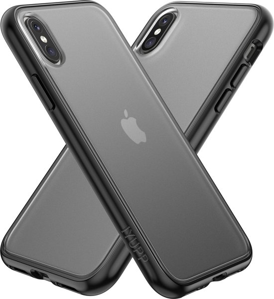 IYUPP Bumper Phone Case adapté pour Apple iPhone X / XS Zwart x Zwart Mat - Antichoc