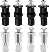 Charnières universelles pour abattant de toilettes, kit de montage, 8 pièces, acier inoxydable, noir et blanc, 44 x 18 mm