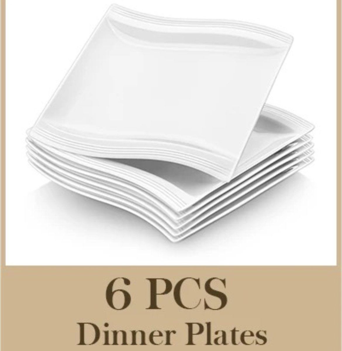 EliteNest® - Dinerbordenset - 6 Stuks - Wit Porselein - Vierkant Design - 26x27 cm - Temperatuurbestendig & Eenvoudig Schoon Te Maken