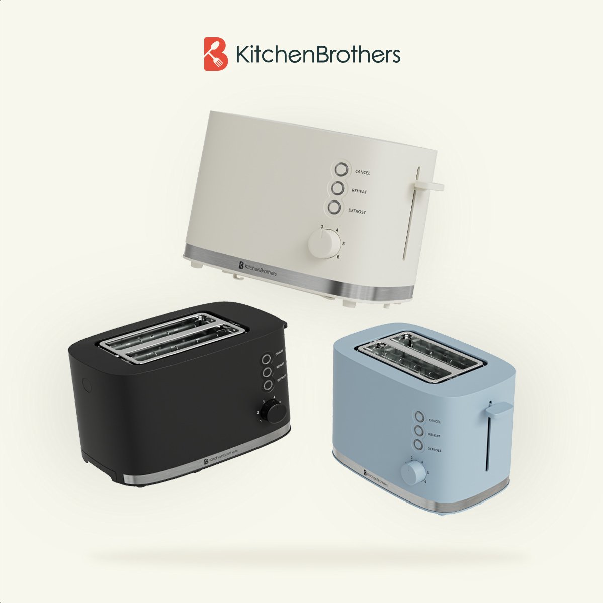 KitchenBrothers Broodrooster - Retro - Toaster - 6 Instelbare Warmteniveaus - 2 Extra Brede Sleuven - BPA-vrij - 870W - Beige thumbnail 8
