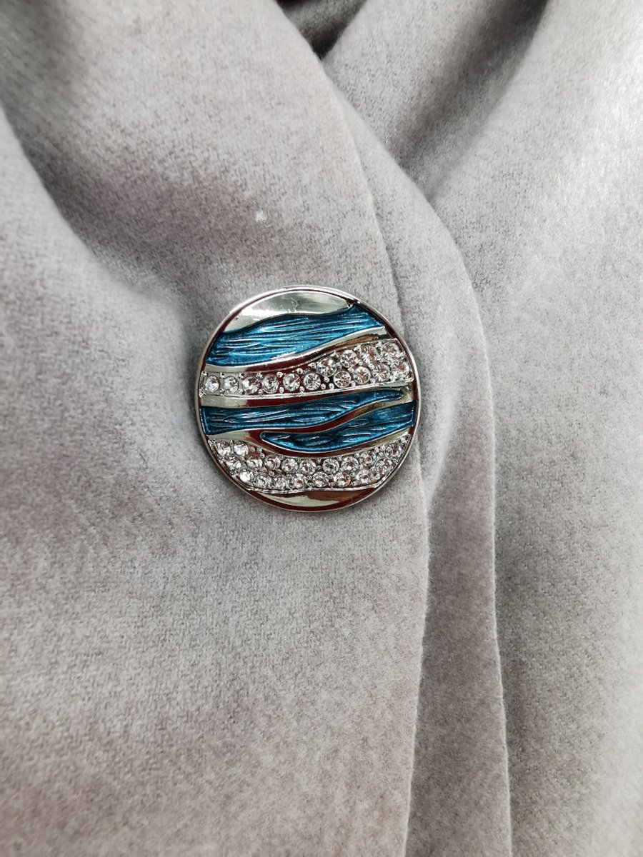 Broche Magnétique Ronde Avec Strass Et Ancre - Pour écharpe, Châle, Poncho, 4,9 Cm