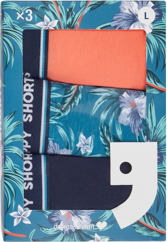 Happy Shorts Lot de 3 Boxers pour hommes Blauw/ Vert / Oranje - Taille XL