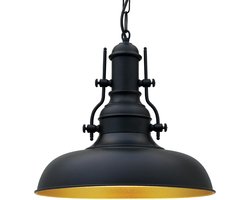 Bamyum Nota Hanglamp Zwart Van Metaal1xE27 Fitting Voor Woonkamer Decoratie Moderne Hanglamp Voor Heuken en Eettafel Lampen Industriële Decoratie Retro Lamp Plafondlamp Hanglamp Ø 30 cm