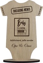Opa en oma | houten wenskaart | kaart van hout | geboorte | breaking news | 17.5 x 25 cm