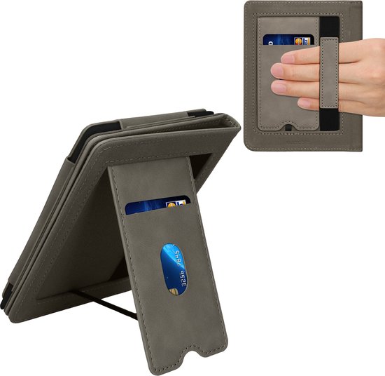 kwmobile e-reader hoesje geschikt voor Kobo Clara BW / Colour hoes - E reader flip case van kunstleer - Ereader cover met stand - Brushed Hart design in grijs van Merkloos — afbeelding 5