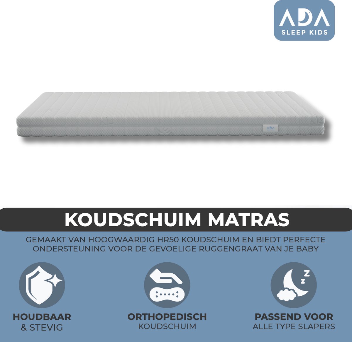 Matras 80x200 cm - eenpersoons - 20 cm dik - koudschuim HR+ - orthopedisch - ventilerend - medium hardheid - anti-allergisch - afritsbaar en wasbare hoes - CertiPUR® en Okoetex gecertificeerd - Hotel kwaliteit