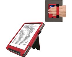 kwmobile flip cover voor e-reader - geschikt voor Pocketbook InkPad 4/Color 3/2 / Vivlio InkPad 4/Color 3 - Van imitatieleer en -suède - In rood / donkergrijs