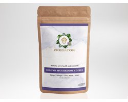 Predator - Ground Mushroom Coffee - Grote verpakking - Vrij van Caffeine - Verbeterde smaak - Chicorei wortel, Lion's Mane, Reishi en Chaga