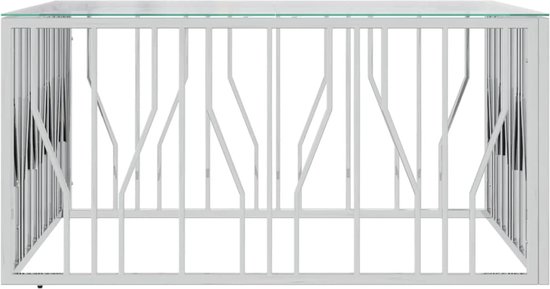 vidaXL Salontafel - 100 x 100 x 50 cm - Table basse en acier inoxydable et verre - Table en acier inoxydable - Table Design - Table basse moderne - Table basse