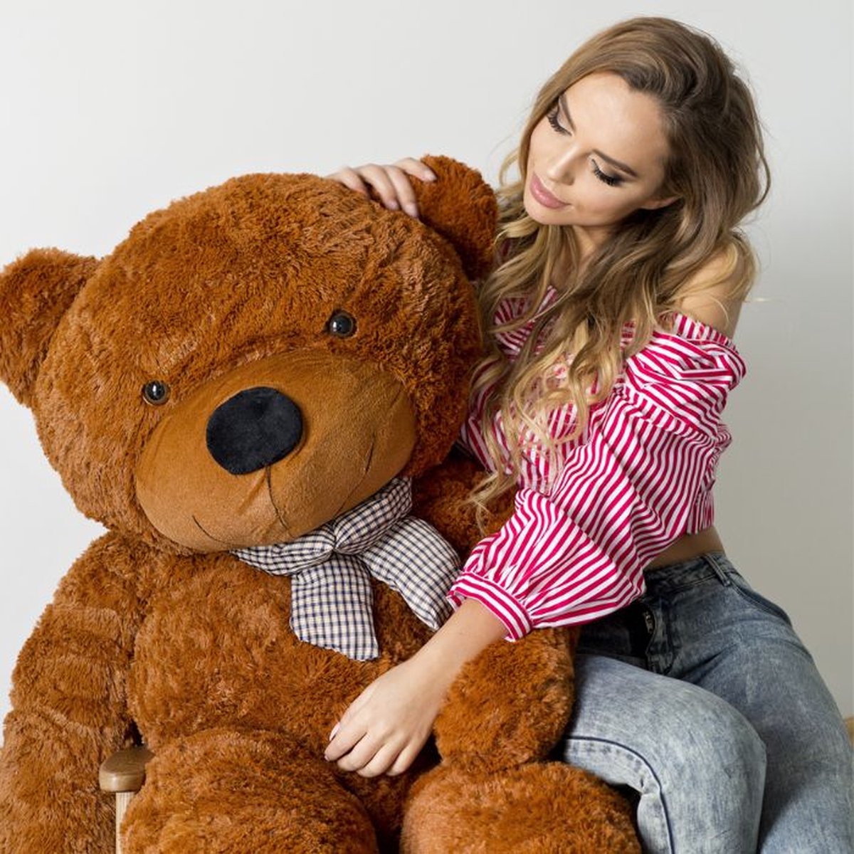 Knuffelbeer - Teddybeer - XXL 160 cm - Knuffel - Knuffel beer - Teddy beer - Teddybeer XXL - Super groot - Valentijn - Cadeautje voor haar - Grote Knuffelbeer - Mega Teddy Roze - Gomoor — afbeelding 4