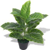 The Living Store Plante artificielle Taro - plant verte décorative - 45 cm de haut - 12 feuilles - Aspect réaliste - Matériaux de haute qualité
