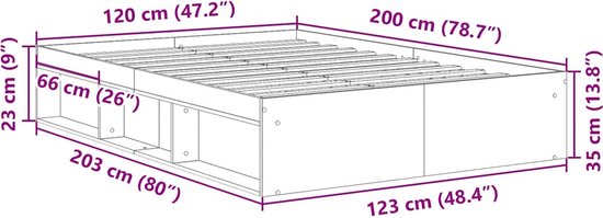 vidaXL - Cadre de lit - sans - matelas - fabriqué - bois - artisanal - chêne