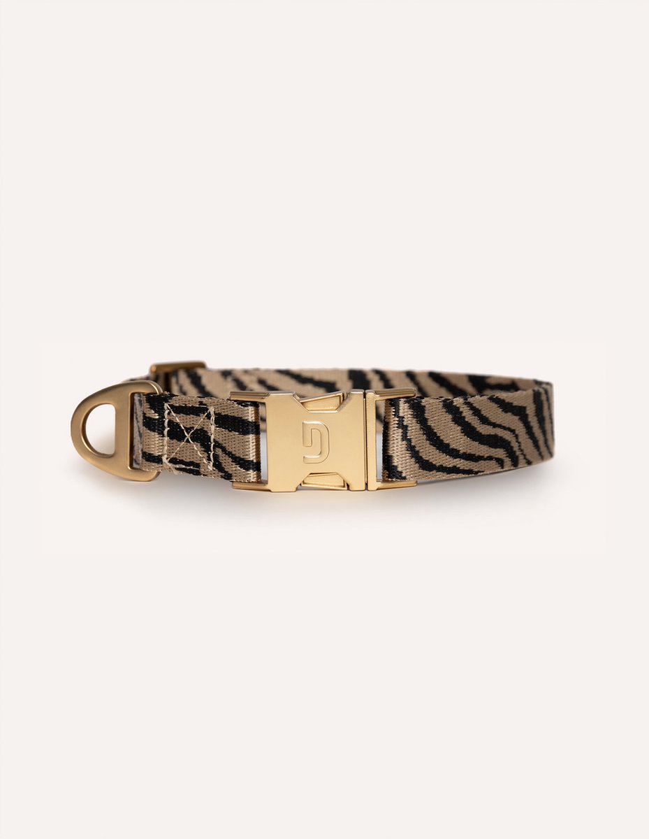 Dogguo Zebra Collar - Hondenhalsband - Ø23 cm Beige Zwart S