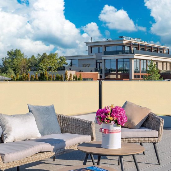 Froadp 10m Donkergroen HDPE Privacy Screen Balkon Hekscherm Schaduw Net Balkonafdekking Bescherming tegen de zon Netwerk van het Tennisscherm Windschermdoek met Kabelbinder (Hoogte 1.8m