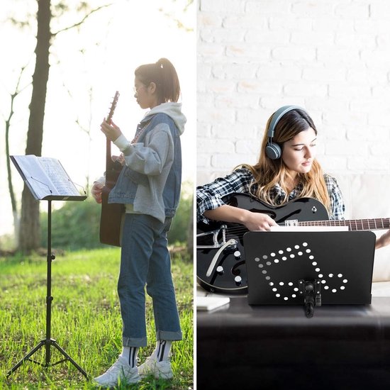 CAHAYA Inklapbare 2-in-1 Muziekstandaard - Verstelbaar 80-145 Cm Orkest Standaard