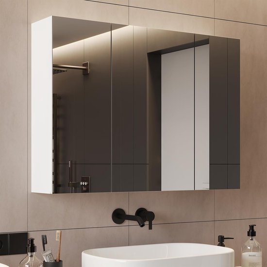 Preisvergleich für VICCO Badspiegel FYNN 62 x 64 cm weiß - Spiegel Spiegelschrank Wandspiegel, BxT 62x64 cm | Ladendirekt