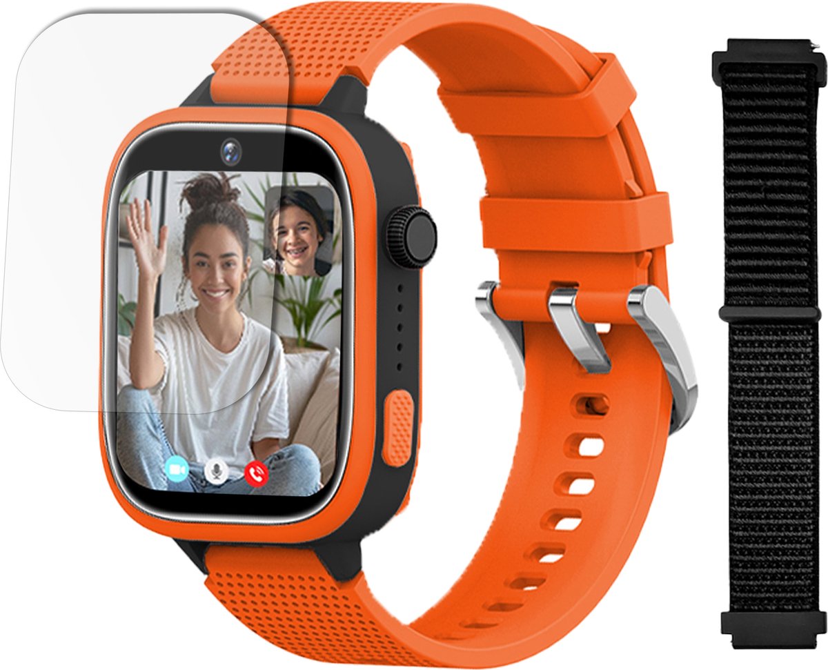 LEROYS - GPS Horloge Kind - Kinder Smartwatch - Android en iOS - Oranje - Incl. Simkaart