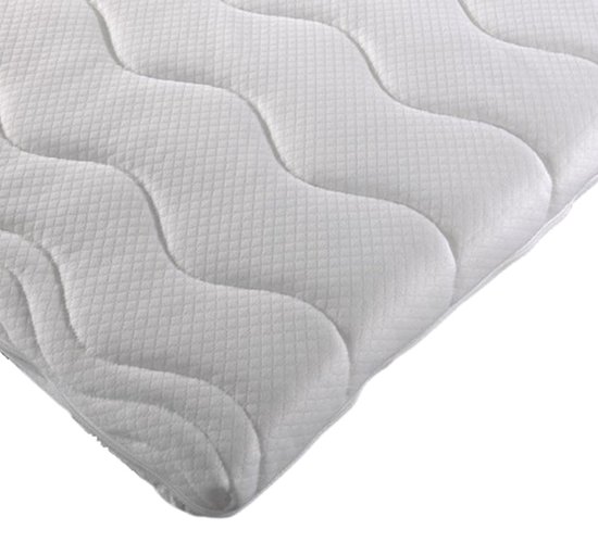 Surmatelas blanc avec matelassage ondulé.
