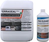Tuintegels impregneren - Tegel impregneer - Terras impregneren - Nano coating - Terras waterdicht maken - Natuursteen impregneren - Terrasreiniger groenaanslag - Terraseal Pro 10L (60m2) + Groene aanslagreiniger concentraat