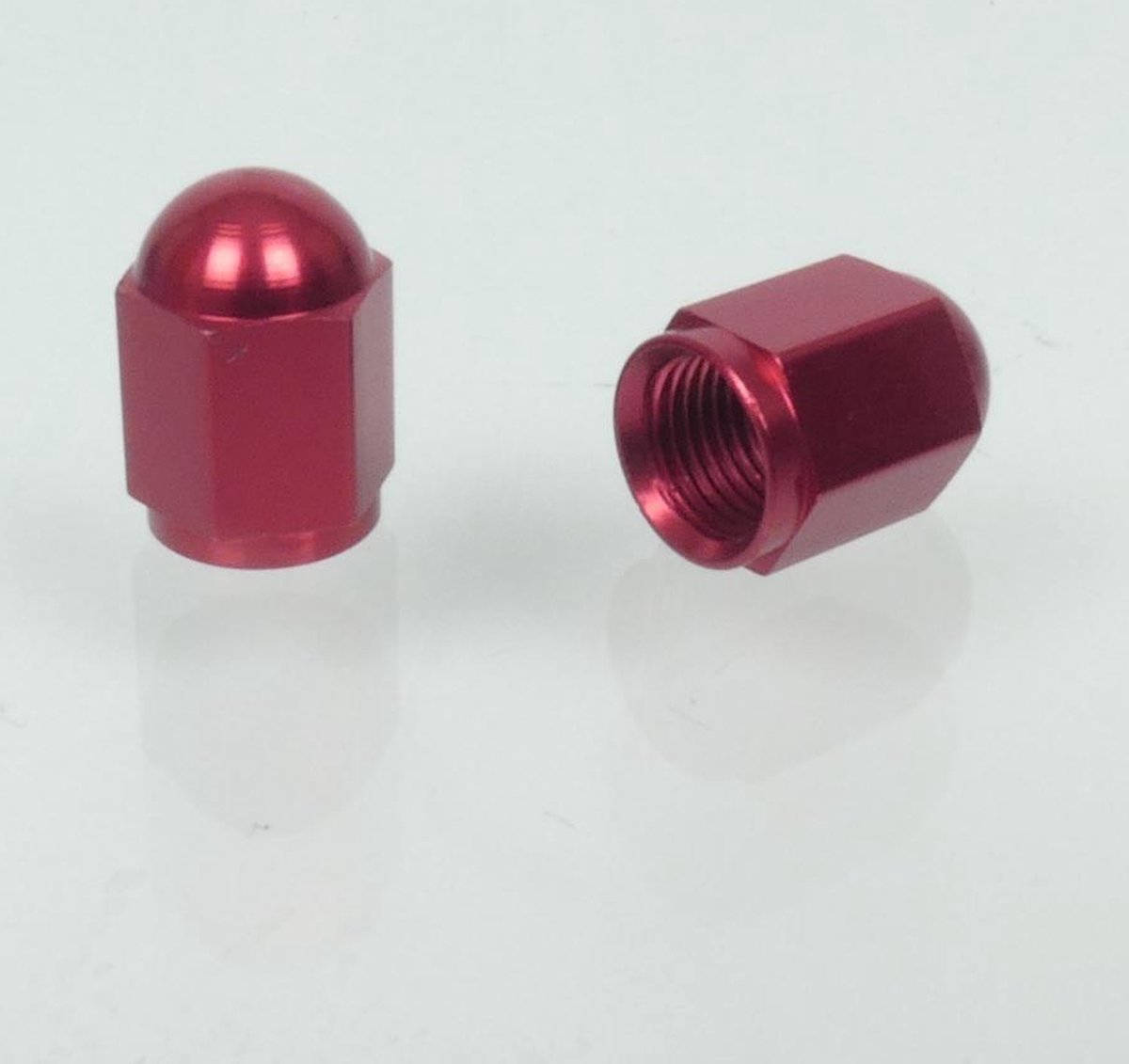 Bouchon de valve Bike It Hexagonal aluminium anodisé rouge pour moto auto Neuf