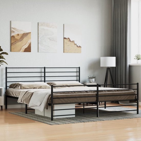 Tidyard Bedframe, bedframe, bed, lattenbodem van metaal, zwart, 140 x 200 cm