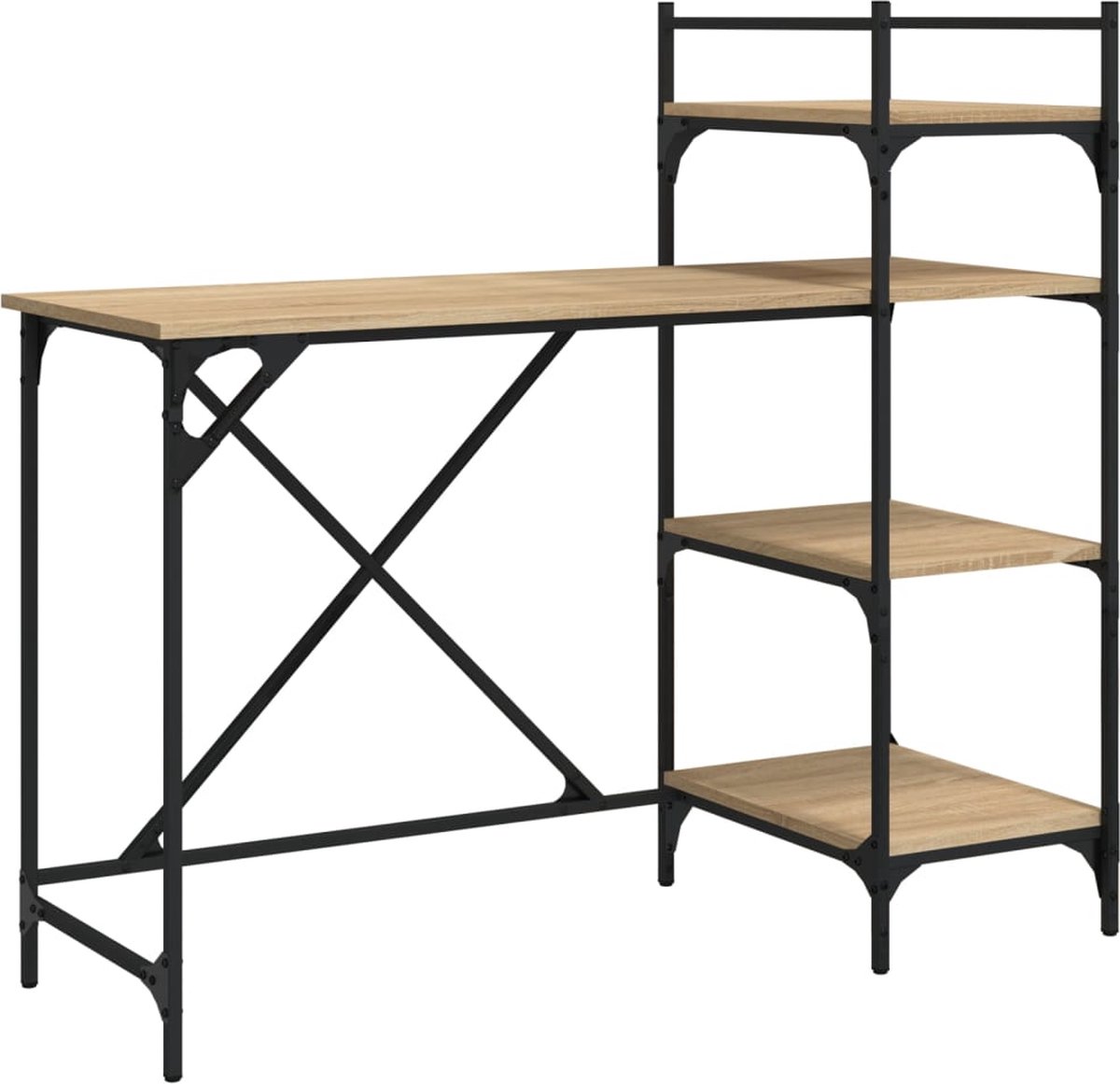 vidaXL Bureau 2 pcs Sonoma Eiken, Stijlvol Bureau, Ergonomische Werkplek Tafel, Essentieel Thuis Kantoor, Georganiseerd voor Maximaal Productiviteit