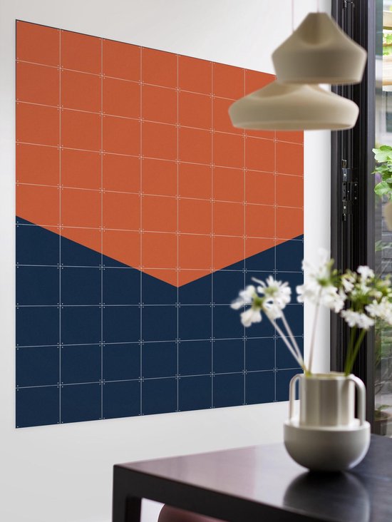 IXXI Color blocking - Orange Blue, Allon Dery - 80 x 100 cm - Support de suspension gratuit - Grande décoration murale et posters - Design graphique, Géométrique