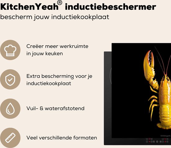 KitchenYeah® Protection plaque induction 59x52 cm - Cancer - Jaune - Abstrait - Homard - Protege plaque de cuisson - Couvre plaque induction - Protecteur d'induction - Cuisine