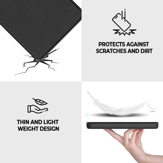 Lunso Geschikt voor Kobo Clara BW / Clara Colour hoes (6 inch) - sleepcover - Zwart van Merkloos — afbeelding 2