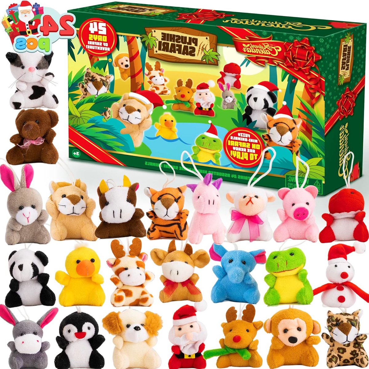 oCreon Mini Dieren Pluche Adventskalender 2024 - 24 Dagen Countdown met Dieren Pluche Speelgoed