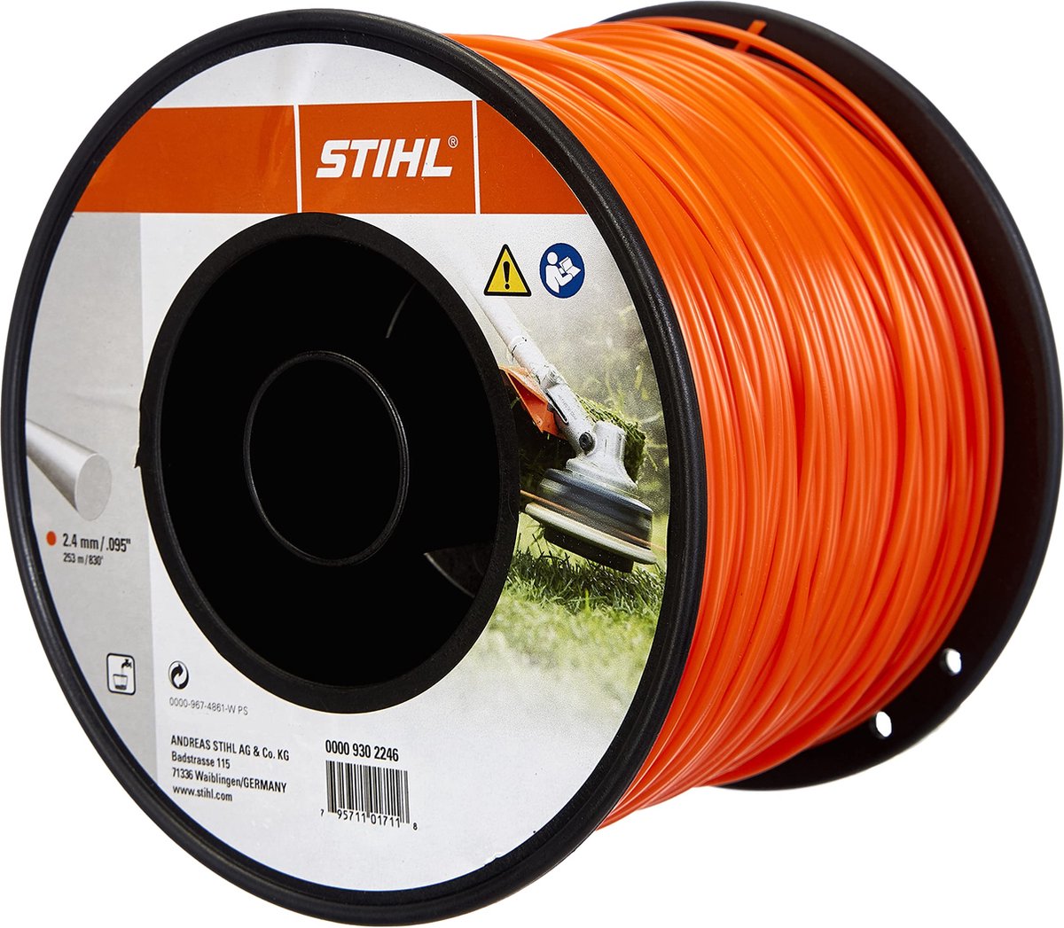 Stihl trimmerdraad Maaidraad rond Ø 2,4 mm x 253 m lengte Oranje ( 00009302246 ) voor het trimmen van graskanten